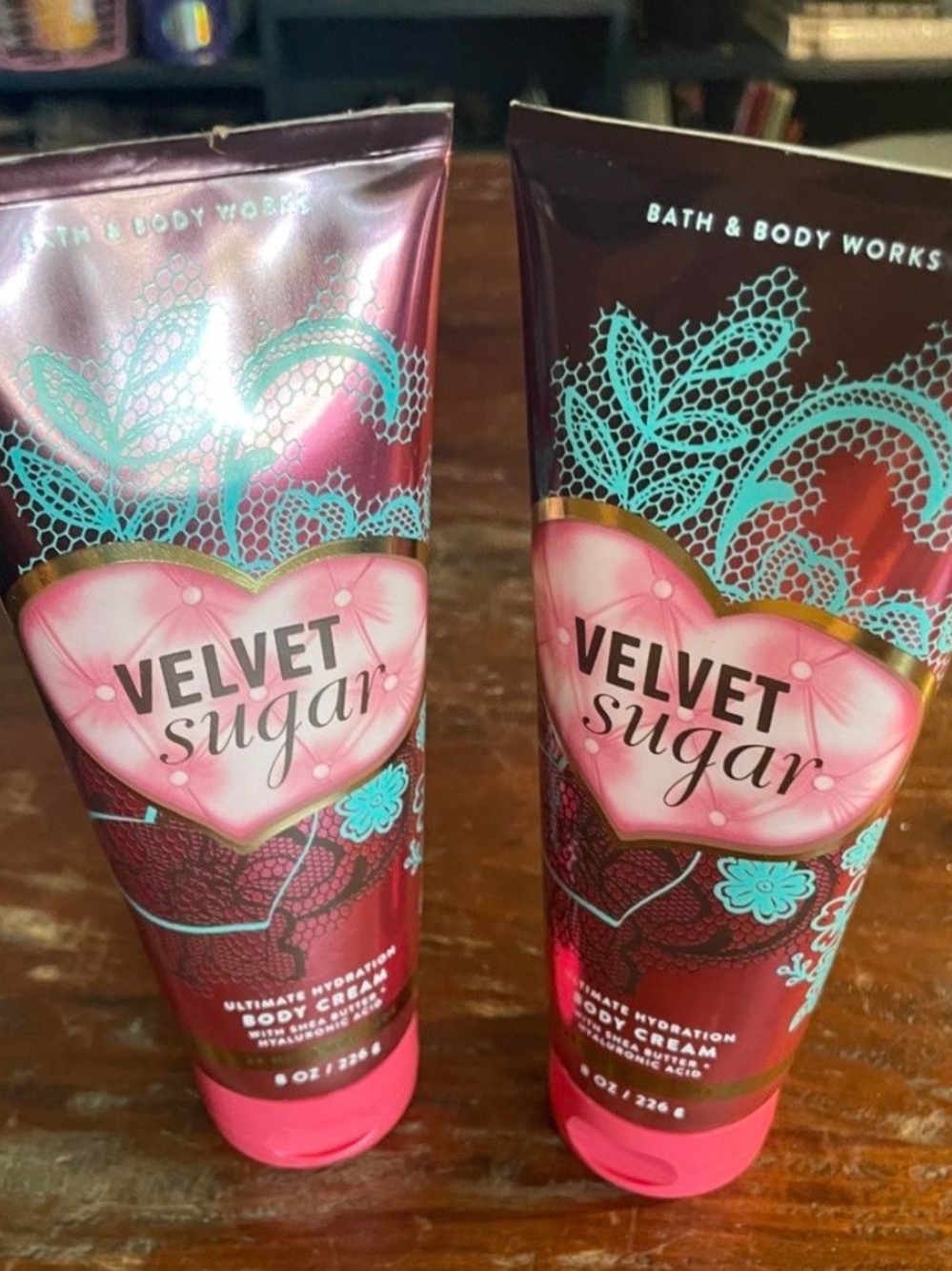 Bath & Body Works Velvet Sugar Body Cream - Pink & Teal Accents